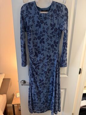 Blue Floral Midi Dress